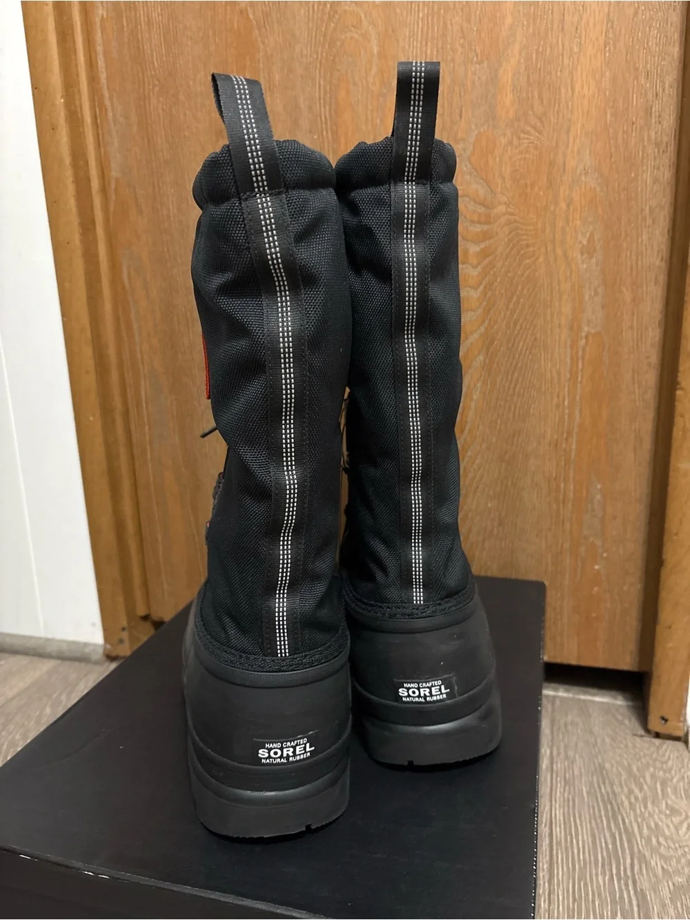 Sorel Men's Black Tall Waterproof Snow Boots with Red Accents